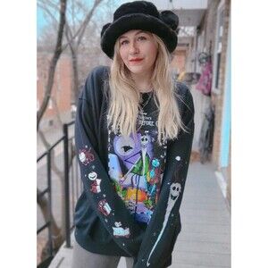 The Nightmare Before Christmas Fleece Sweatshirt Mens Womens Unisex Size S Black